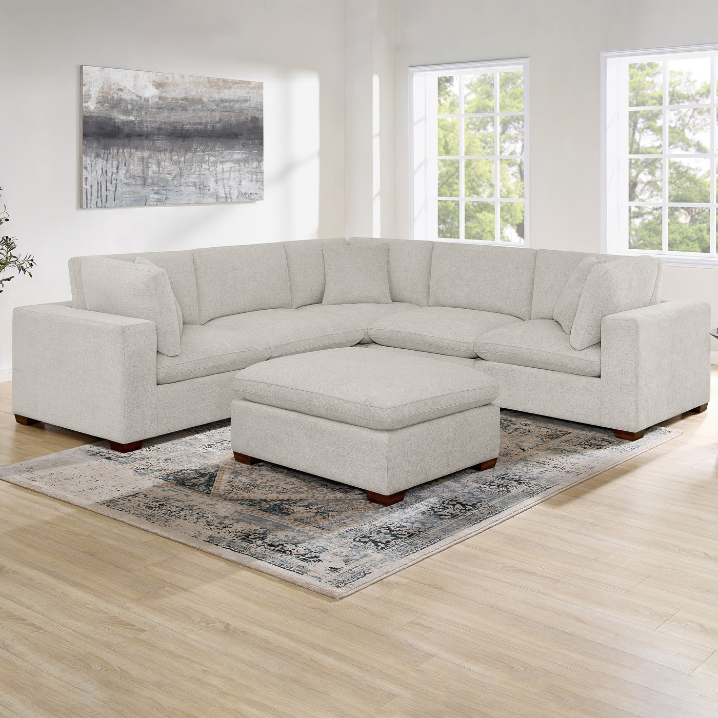 Thomasville Lowell 6-pc Brand New sectional in light gray polyester — Modular (Reconfigurable), 6 seats — photo 11 of 23