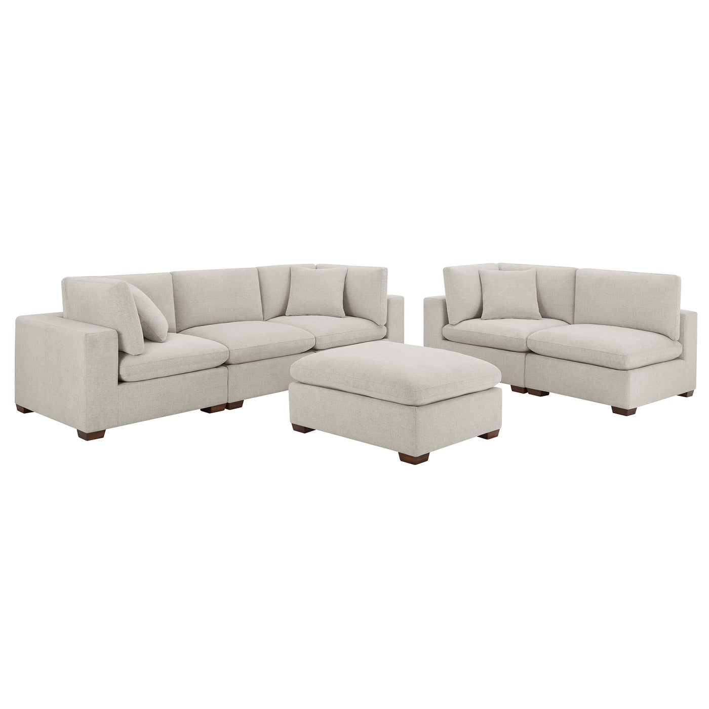 Thomasville Lowell 6-pc Brand New sectional in light gray polyester — Modular (Reconfigurable), 6 seats — photo 14 of 23