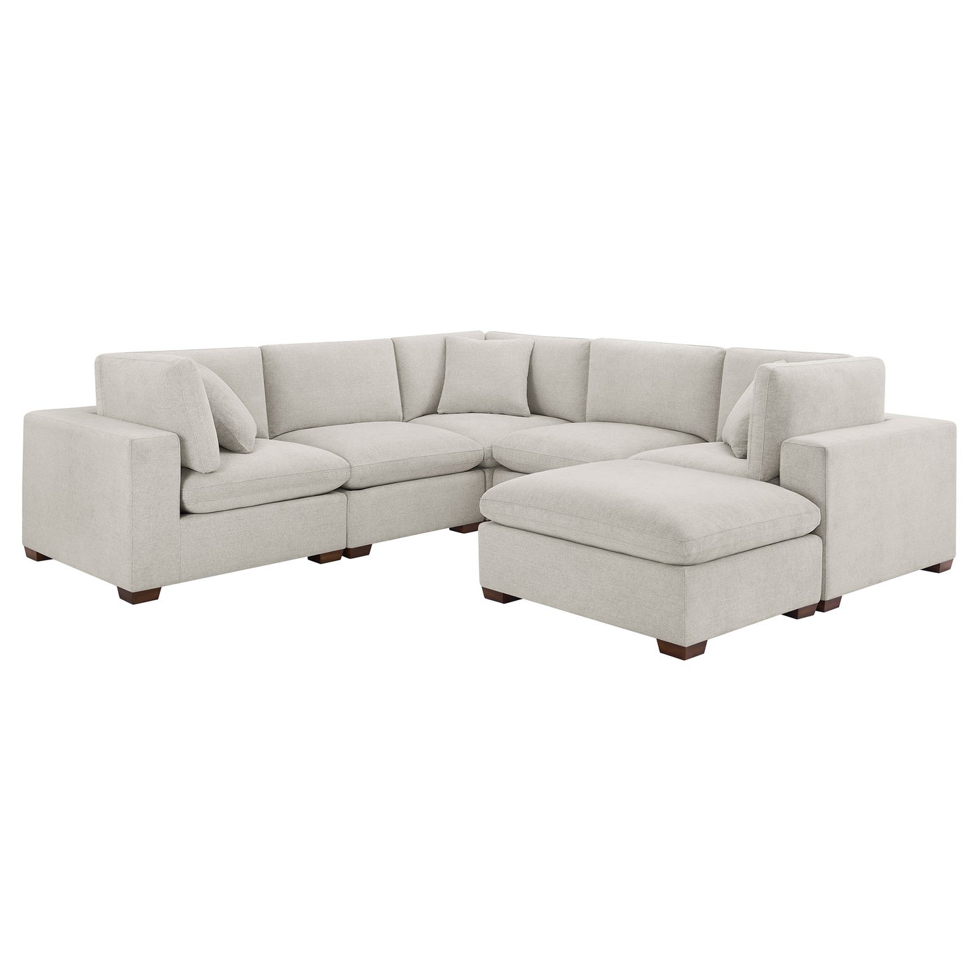 Thomasville Lowell 6-pc Brand New sectional in light gray polyester — Modular (Reconfigurable), 6 seats — photo 16 of 23