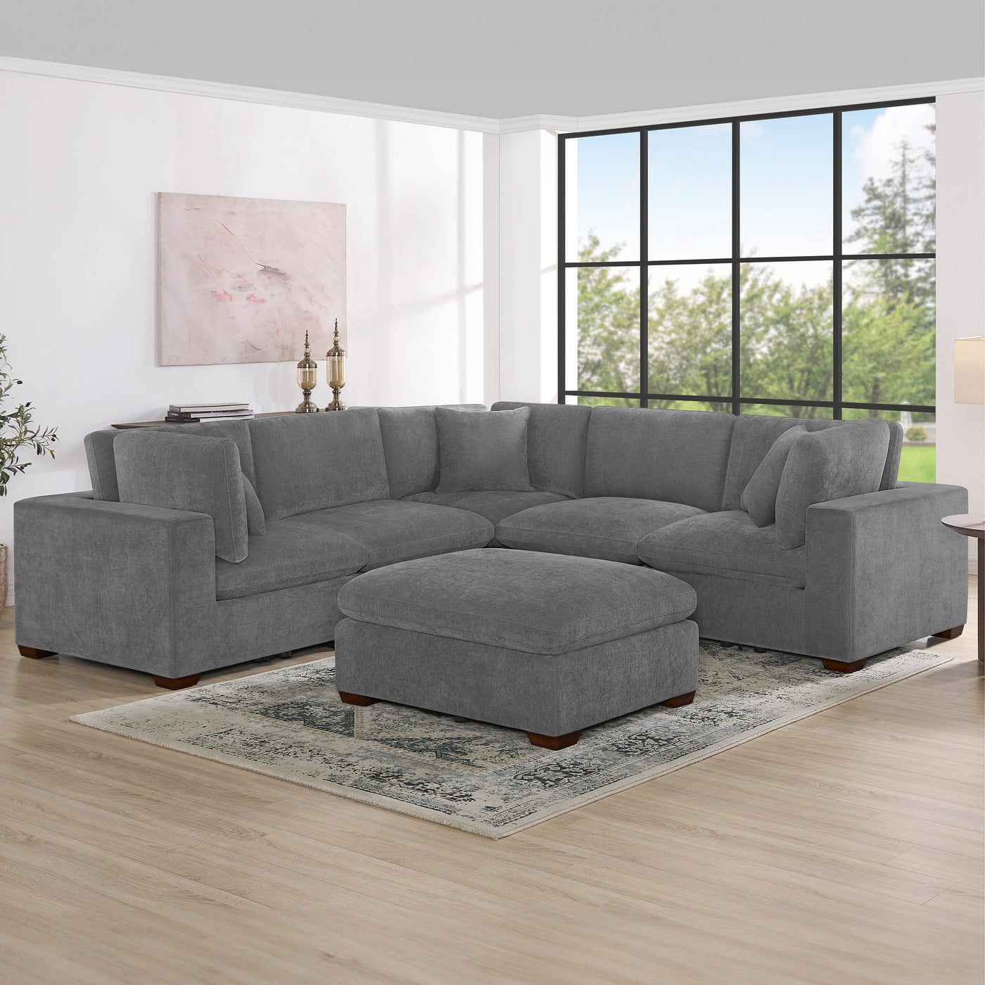 Thomasville Lowell 8-pc Modular, Dark Gray sectional in dark gray polyester — Modular 8-piece, 8 seats — photo 10 of 17