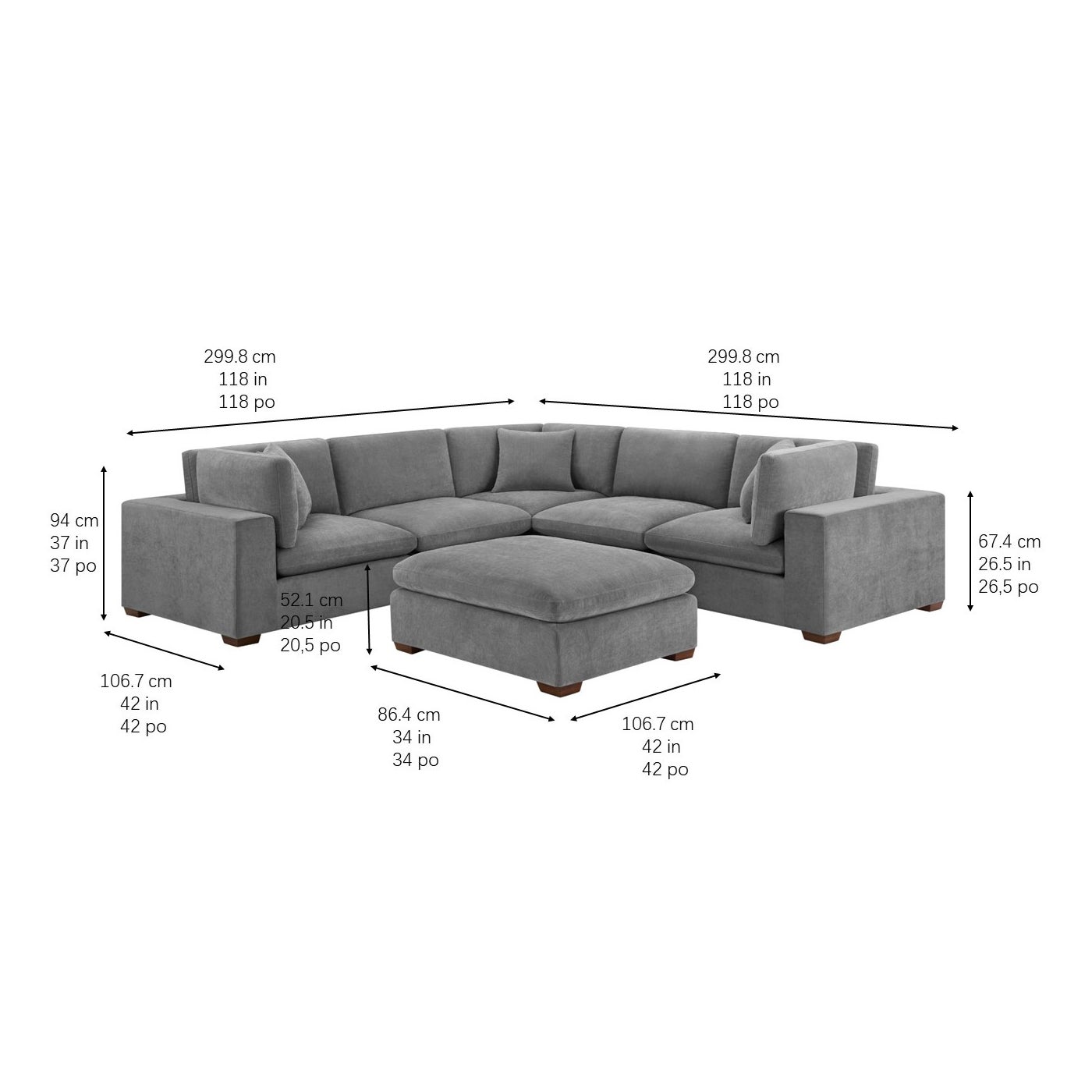 Thomasville Lowell 8-pc Modular, Dark Gray sectional in dark gray polyester — Modular 8-piece, 8 seats — photo 11 of 17
