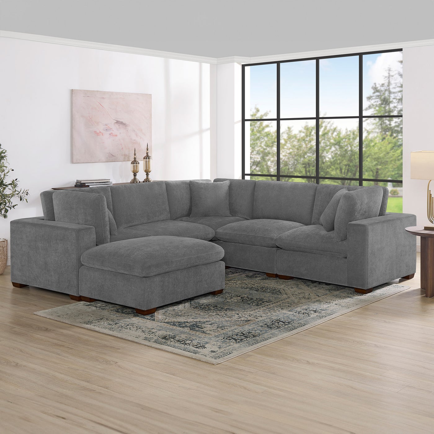 Thomasville Lowell 8-pc Modular, Dark Gray sectional in dark gray polyester — Modular 8-piece, 8 seats — photo 14 of 17