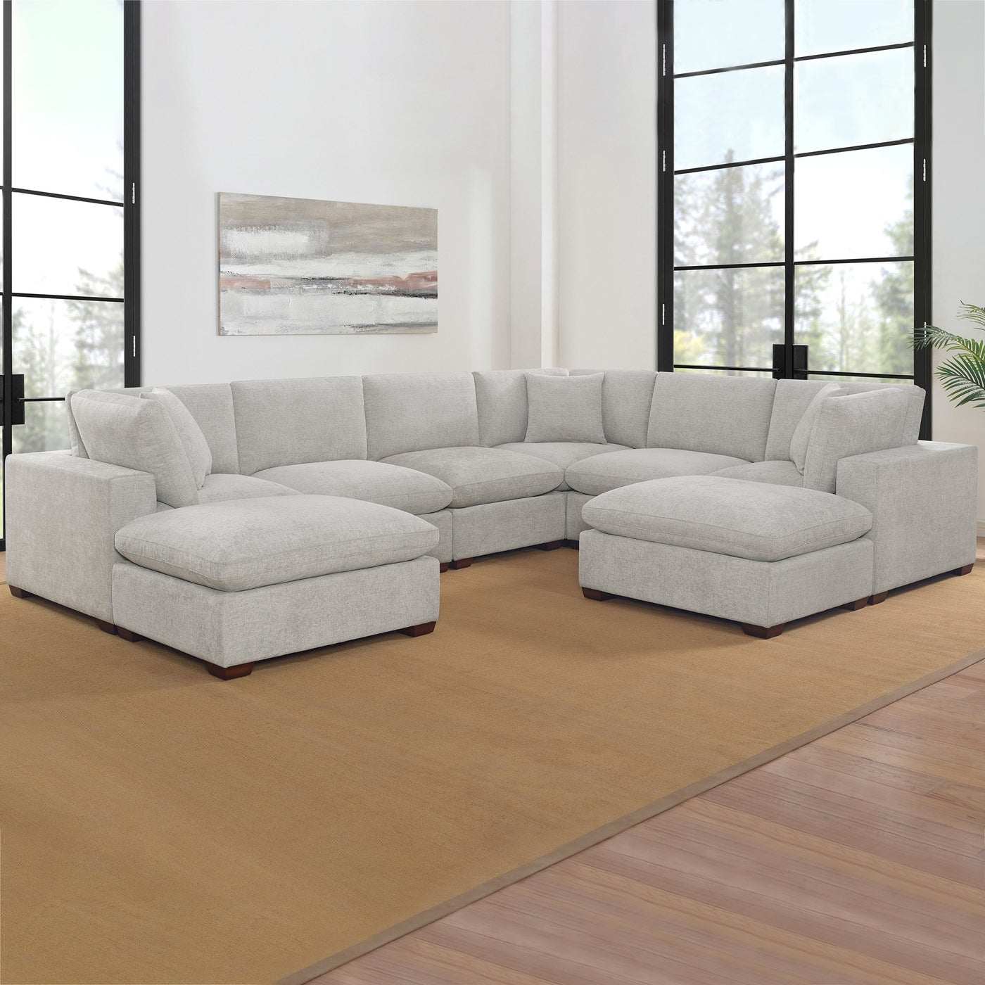 Thomasville Lowell 8-pc sectional in light gray polyester — Modular 8-piece, 8 seats — photo 1 of 7