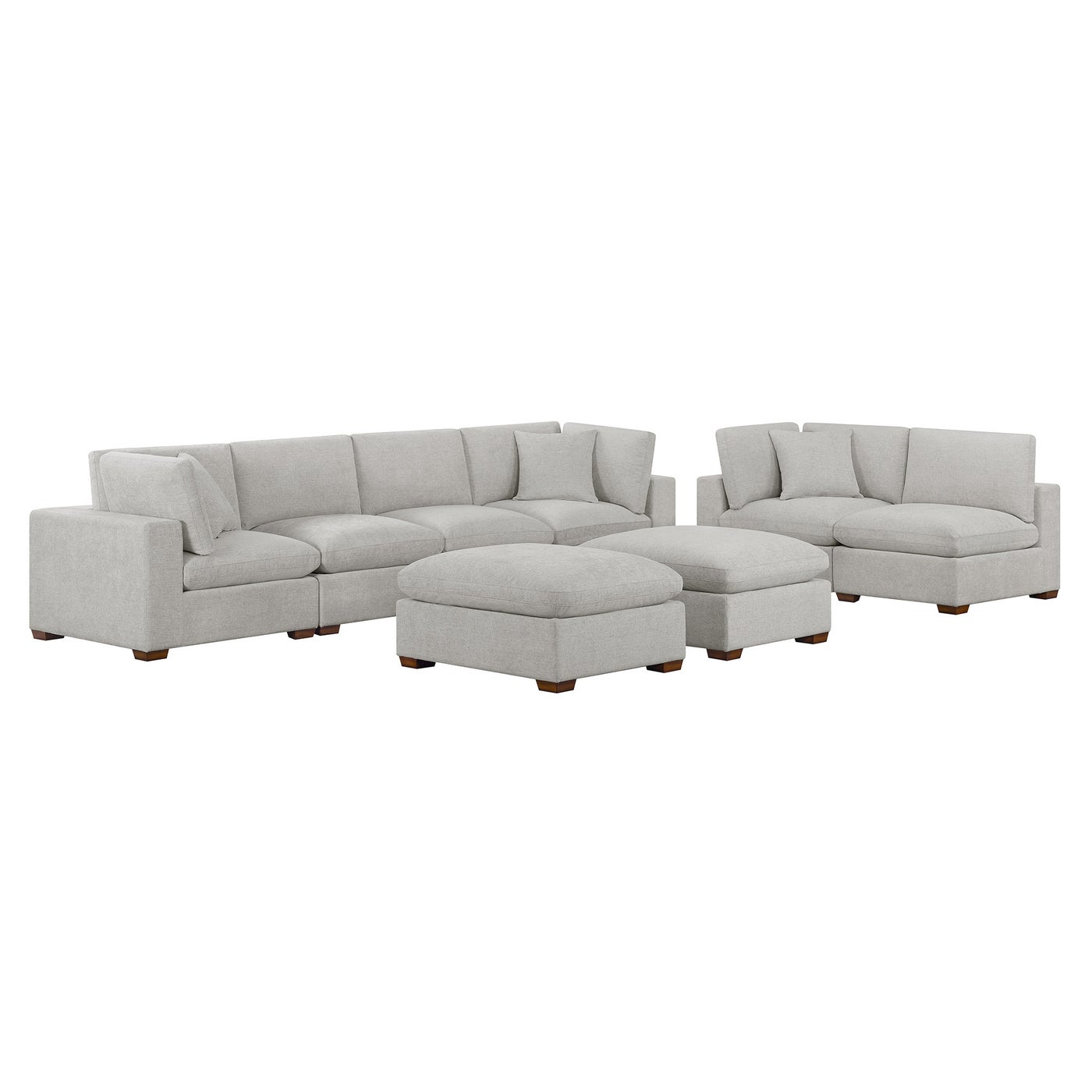 Thomasville Lowell 8-pc sectional in light gray polyester — Modular 8-piece, 8 seats — photo 6 of 7