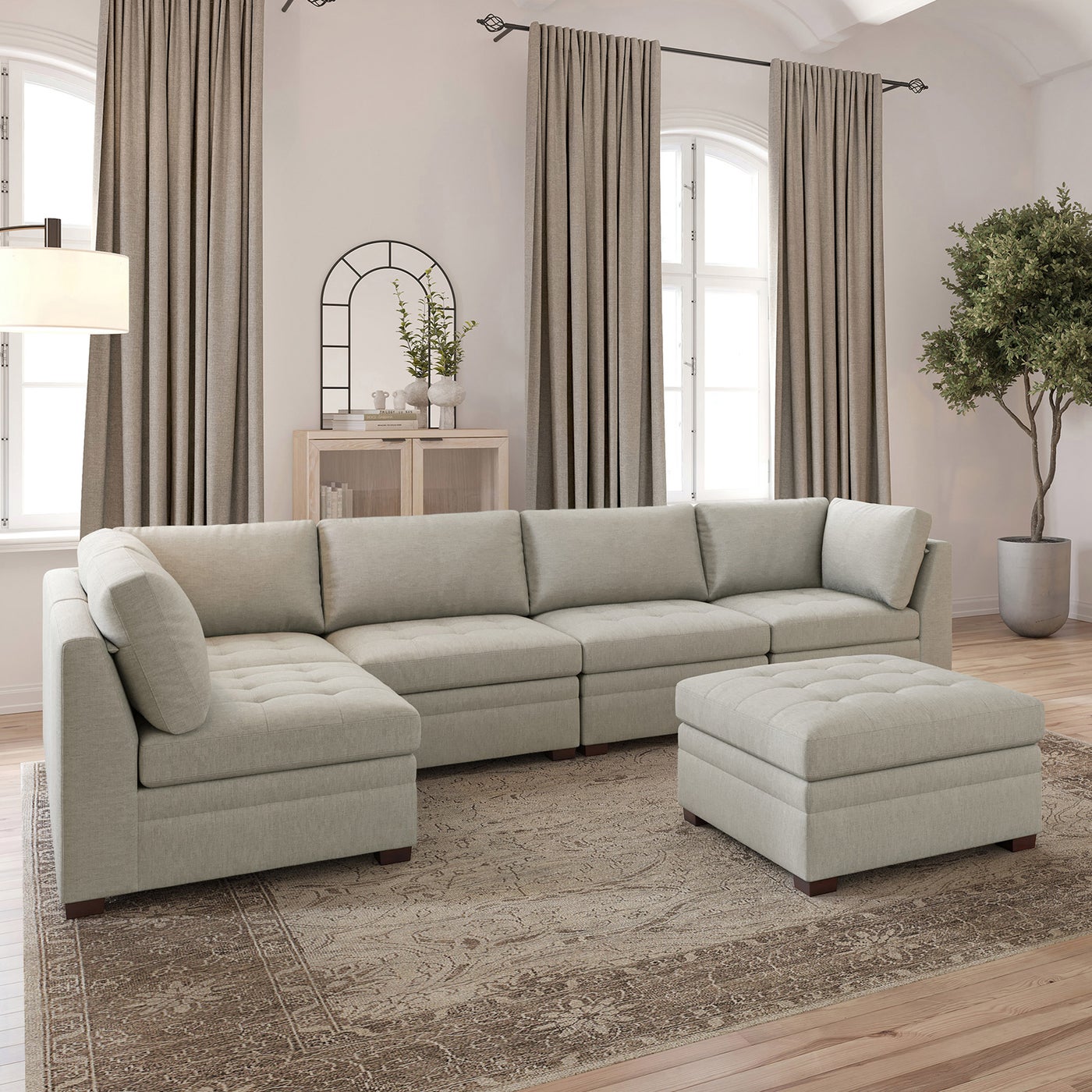 Thomasville Tisdale sectional in beige polyester — Modular 6-piece, 6 seats — photo 1 of 8
