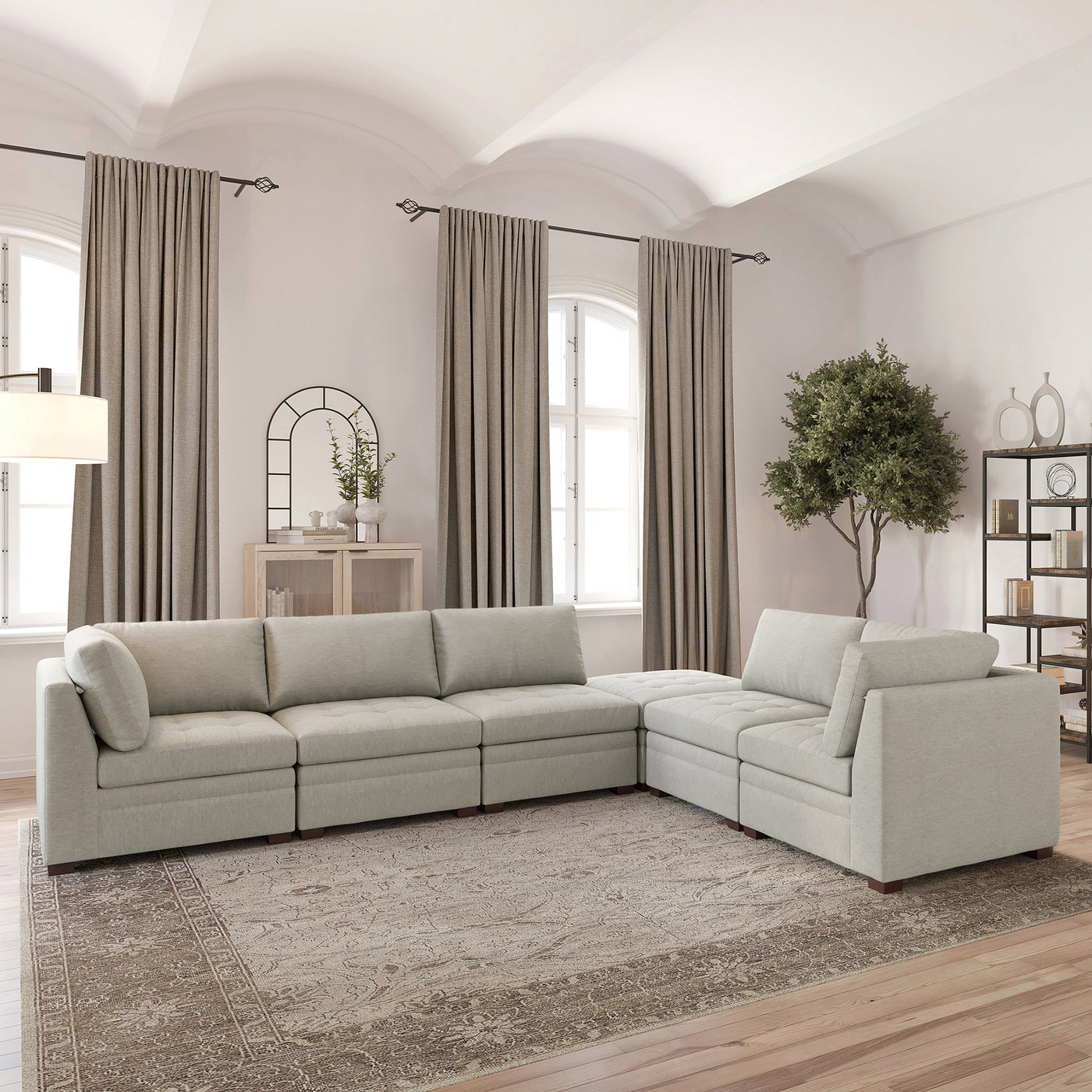 Thomasville Tisdale sectional in beige polyester — Modular 6-piece, 6 seats — photo 5 of 8