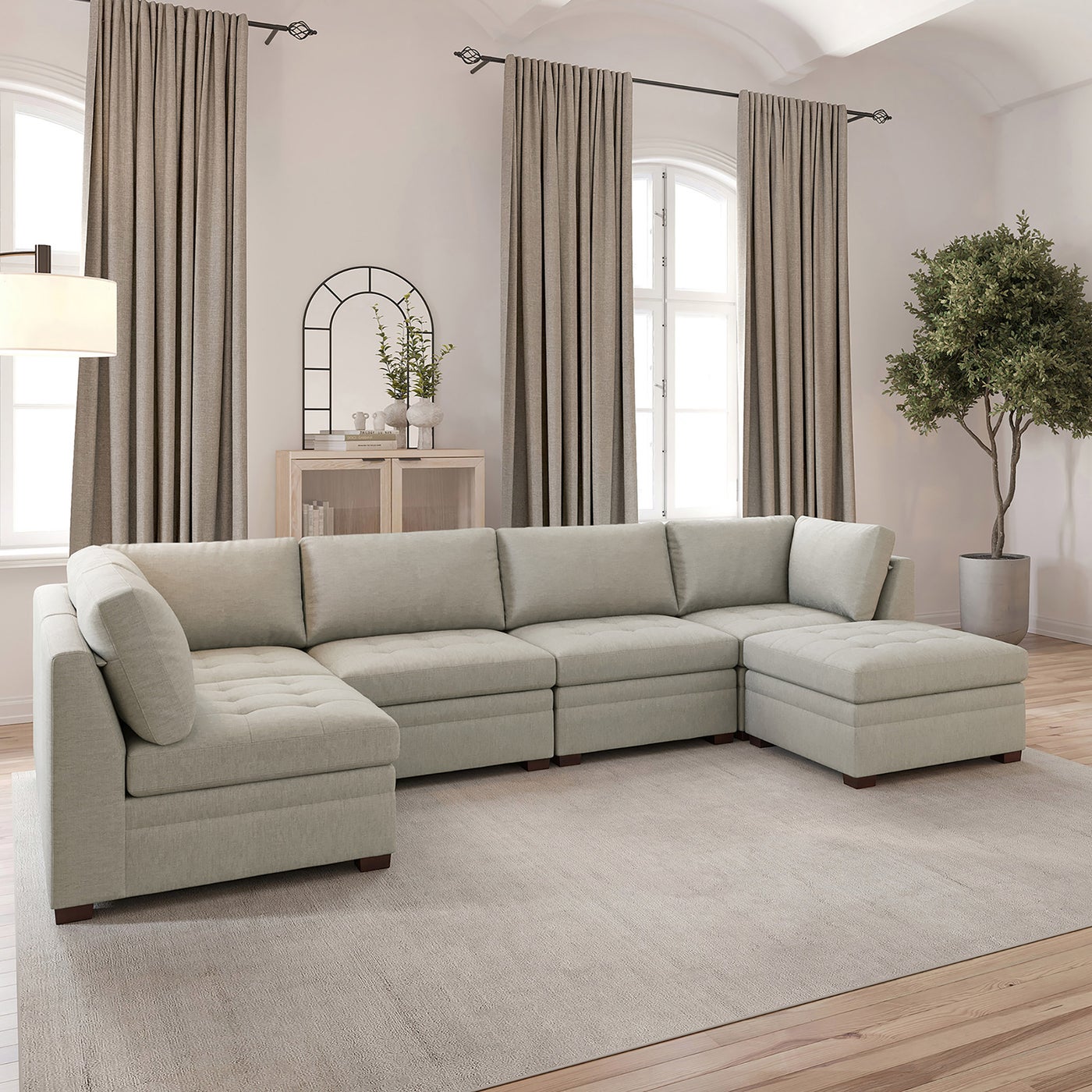 Thomasville Tisdale sectional in beige polyester — Modular 6-piece, 6 seats — photo 6 of 8